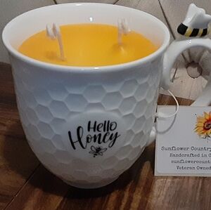 Handcrafted Pure Beeswax "HELLO HONEY" Candle Mug